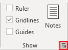 Show group dialog box launcher in PowerPoint 365