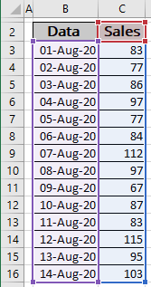 Table from top to bottom in Excel 365