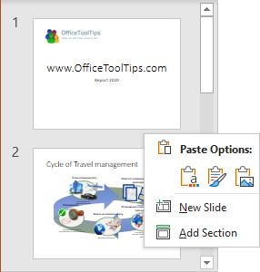 Insert slides in PowerPoint 365