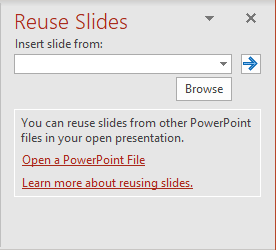 Reuse Slides pane in PowerPoint 365