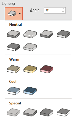 Lighting list in Format Shape pane PowerPoint 365