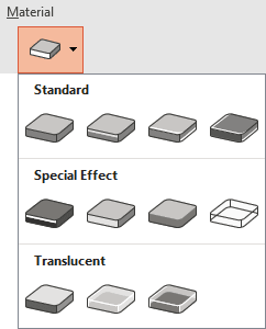 Material list in Format Shape pane PowerPoint 365