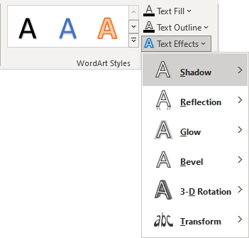 Shadow button in Format tab PowerPoint 365