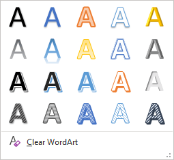 WordArt gallery in PowerPoint 365