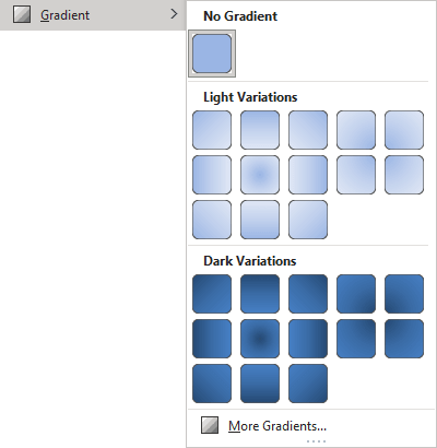 Gradient in the Format tab PowerPoint 365