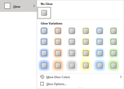 Glow gallery in Shape Format tab PowerPoint 365
