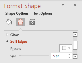 Soft Edges in Format Shape pane PowerPoint 365
