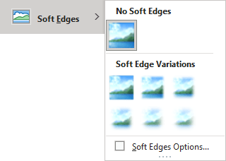 Soft Edges gallery in Picture Format tab PowerPoint 365