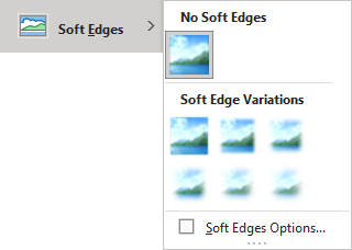 Soft Edges gallery in Picture Format tab PowerPoint for Microsoft 365 Soft Edges gallery in Picture Format tab PowerPoint 365