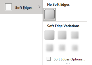 Glow gallery in Shape Format tab PowerPoint for Microsoft 365 Soft Edges gallery in Shape Format tab PowerPoint 365