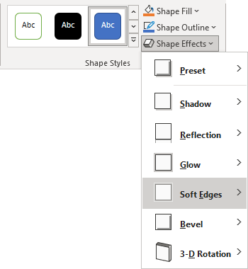 Soft Edges list in Shape Format tab PowerPoint 365