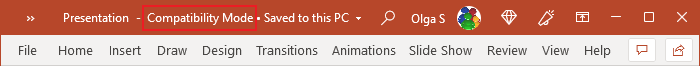 Compatibility Mode in PowerPoint 365