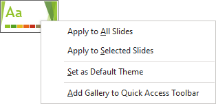 Popup menu for Themes in PowerPoint 365