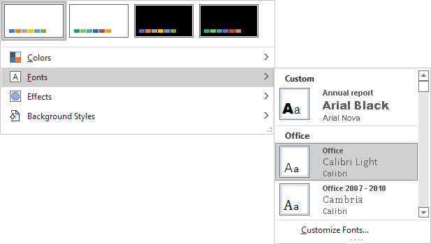 Theme Fonts in PowerPoint 365