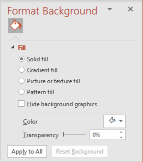 Format Background pane in PowerPoint 365