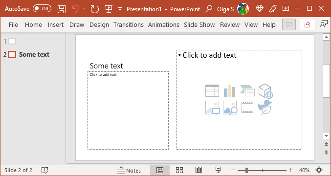 Placeholders in Outline view PowerPoint 365