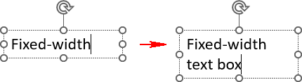 Example of fixed-width text box in PowerPoint 365