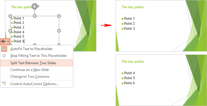 Example of Split Text Between Two Slides in PowerPoint 365
