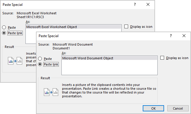 Paste Special dialog box in PowerPoint 365