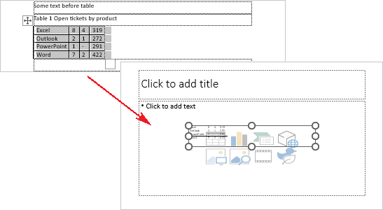 Paste linked Word table in PowerPoint 365