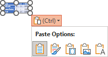 Paste options in PowerPoint 365