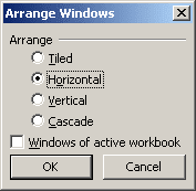 Arrange Windows in Excel 2003