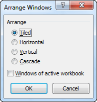 Arrange Windows in Excel 2010