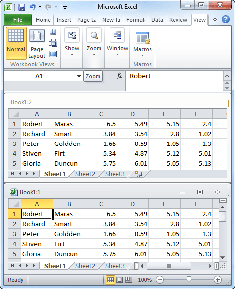 New window in Excel 2010