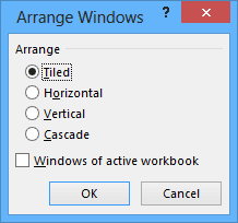 Arrange Windows in Excel 2013