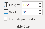 Table Size group in PowerPoint 365