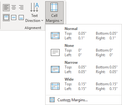 Table Cell Margins in PowerPoint 365