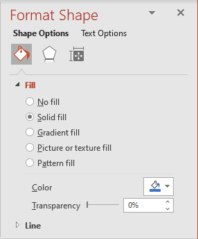 No Fill in Format Shape pane PowerPoint 365