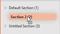 Selected section in PowerPoint 365