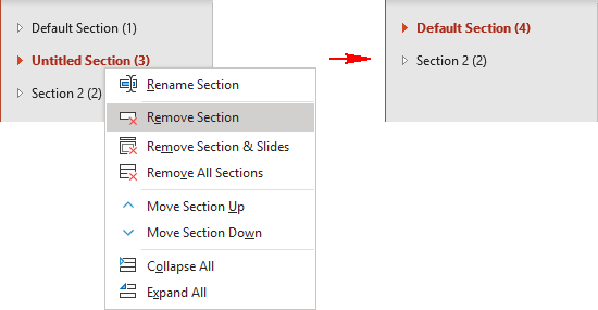 Remove Section in PowerPoint 365