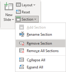 Remove Section button in PowerPoint 365