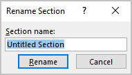 Rename Section dialog box in PowerPoint 365