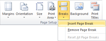 Page Setup Excel 2010