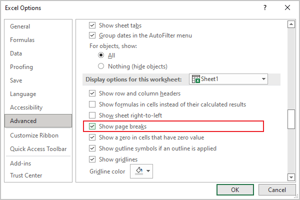 Show page breaks in Excel for Microsoft 365 Show page breaks in Excel 365