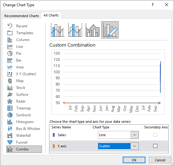 Change Chart Type dialog box in Excel for Microsoft 365 Change Chart Type dialog box in Excel 365