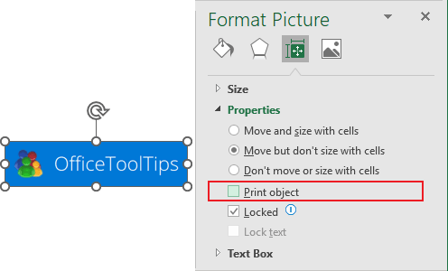 Hide picture for printing in Excel 365
