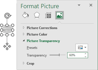 Picture Transparency in Excel 365