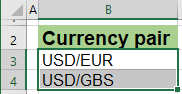 Currency pairs in Excel 365