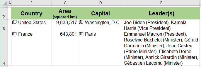Geography information in Excel for Microsoft 365 Geography information in Excel 365