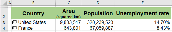 Geography information in Excel 365