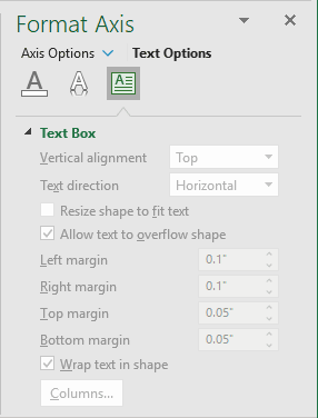 Text Box Options in Waterfall chart Excel 365