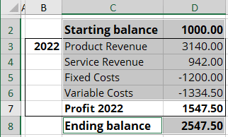 Data for Waterfall chart in Excel 365