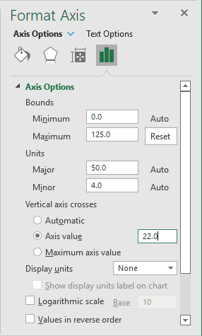 Format Axis pane in Excel 365