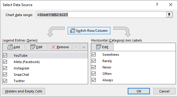 Select Data Source in Excel 365