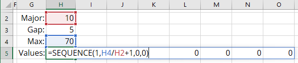 SEQUENCE formula for chart data in Excel 365