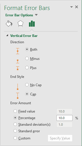 Adding Error Bars Microsoft Excel 2016